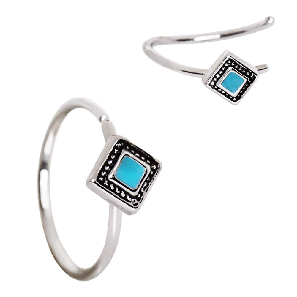Rhombus Cut Turquoise Nose Hoop Cartilage Earring Rebel Bod