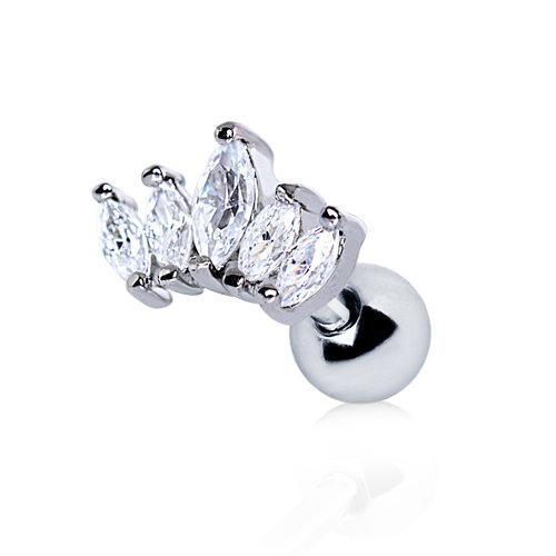 Cartilage Earring - Cartilage Barbell 316L Stainless Steel Royal Crystal Crown Cartilage Barbell Earring - 1 Piece -Rebel Bod-RebelBod