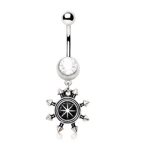 Spiked Nautical Compass Dangle Navel Ring