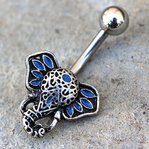 Belly Ring - No Dangle 316L Stainless Steel Tribal Elephant Head Navel Ring -Rebel Bod-RebelBod