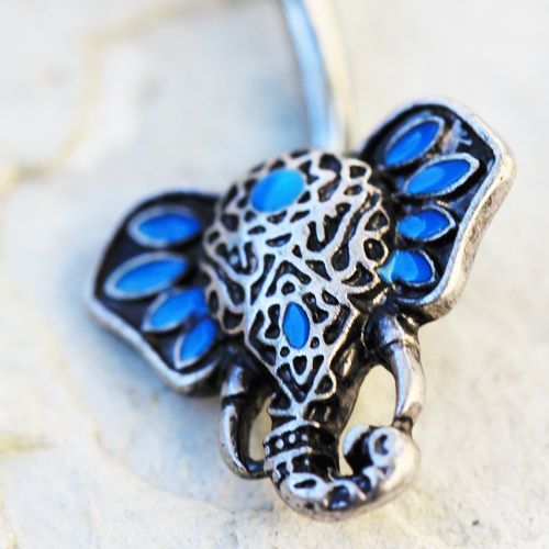 Belly Ring - No Dangle 316L Stainless Steel Tribal Elephant Head Navel Ring -Rebel Bod-RebelBod