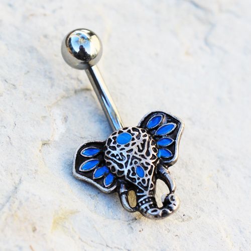 Belly Ring - No Dangle 316L Stainless Steel Tribal Elephant Head Navel Ring -Rebel Bod-RebelBod