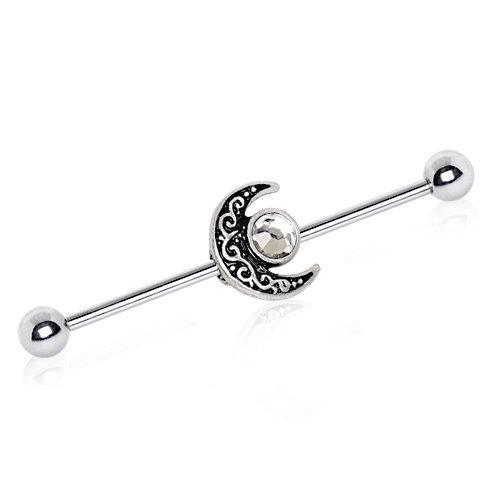 Tribal Sun and Moon Industrial Barbell - 1 Piece