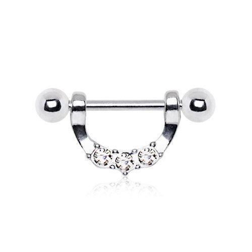 Triple Gem Nipple Ring - 1 Piece