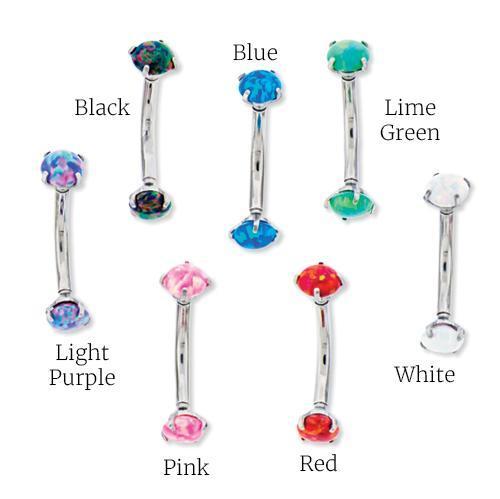 14G Internally Threaded Curved Barbell Opal Round Balls