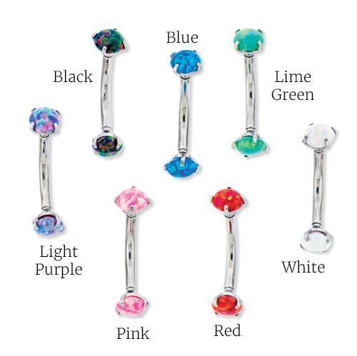 CURVED BARBELL 316L Steel 16G Internally Threaded Curved Barbell Opal Round 4mm Balls -Rebel Bod-RebelBod