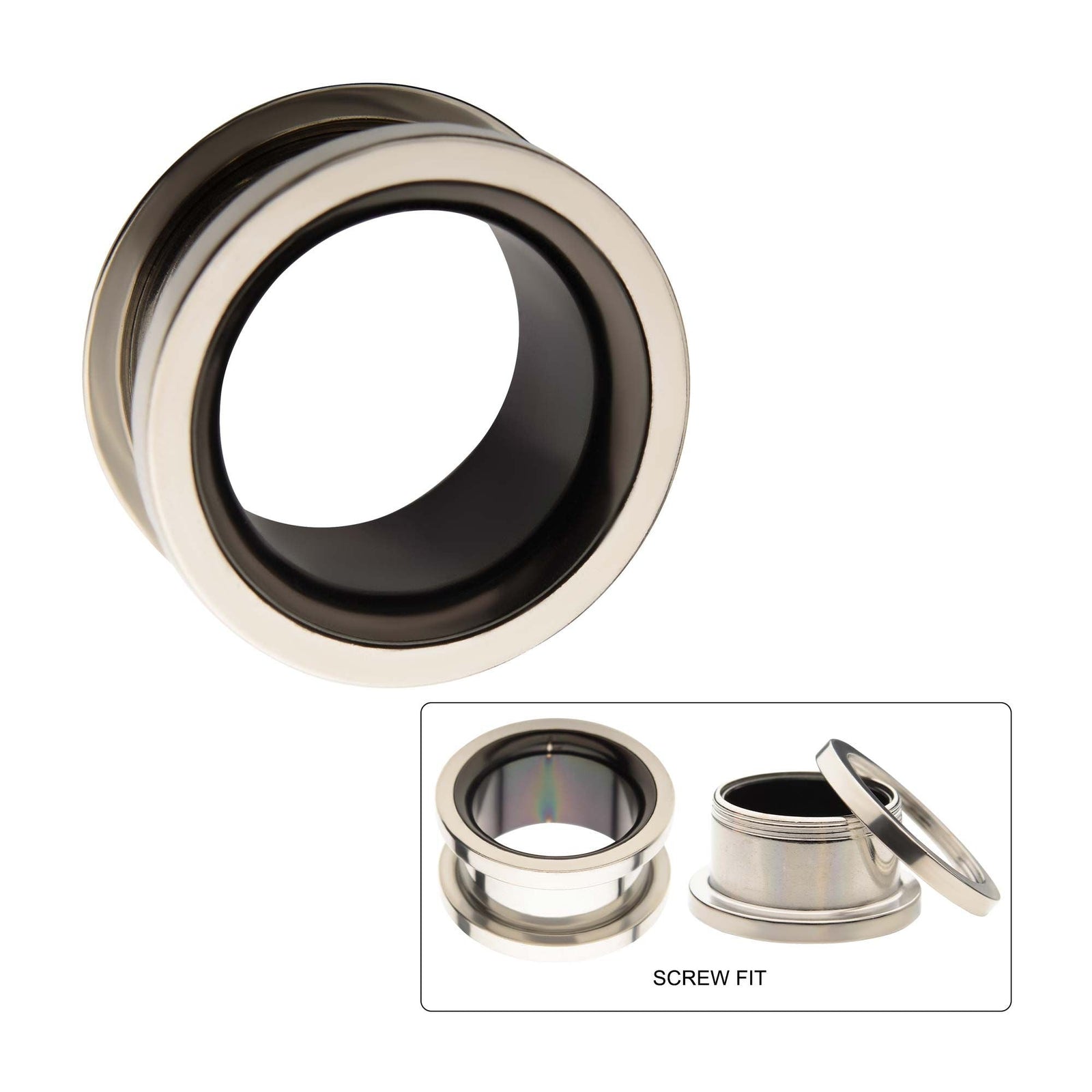 TBD-Plugs 316L Steel Black PVD Inside Tunnel Screw Fit Plug -Rebel Bod-RebelBod