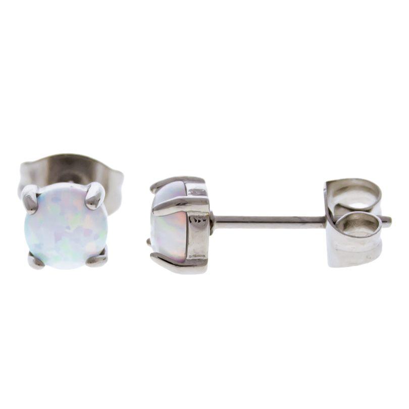 Stud Earrings 316l Steel Synthetic Opal Ear Studs - 1 Piece -Rebel Bod-RebelBod