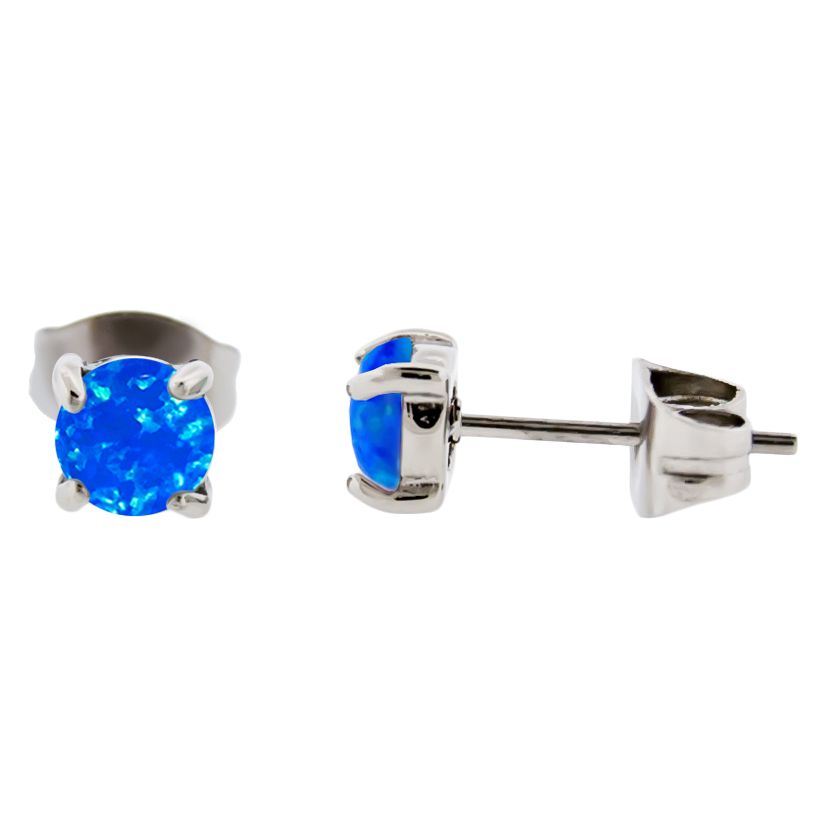 Stud Earrings 316l Steel Synthetic Opal Ear Studs - 1 Piece -Rebel Bod-RebelBod