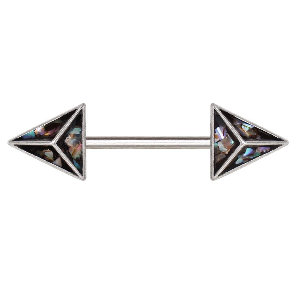Nipple Barbell 316L Surgical Steel 3D Triangle Abalone Nipple Bar - 1 Piece -Rebel Bod-RebelBod