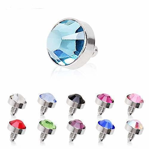 Dermals 316L Surgical Steel 3mm Flat Dermal Top with Gem 3mm -Rebel Bod-RebelBod