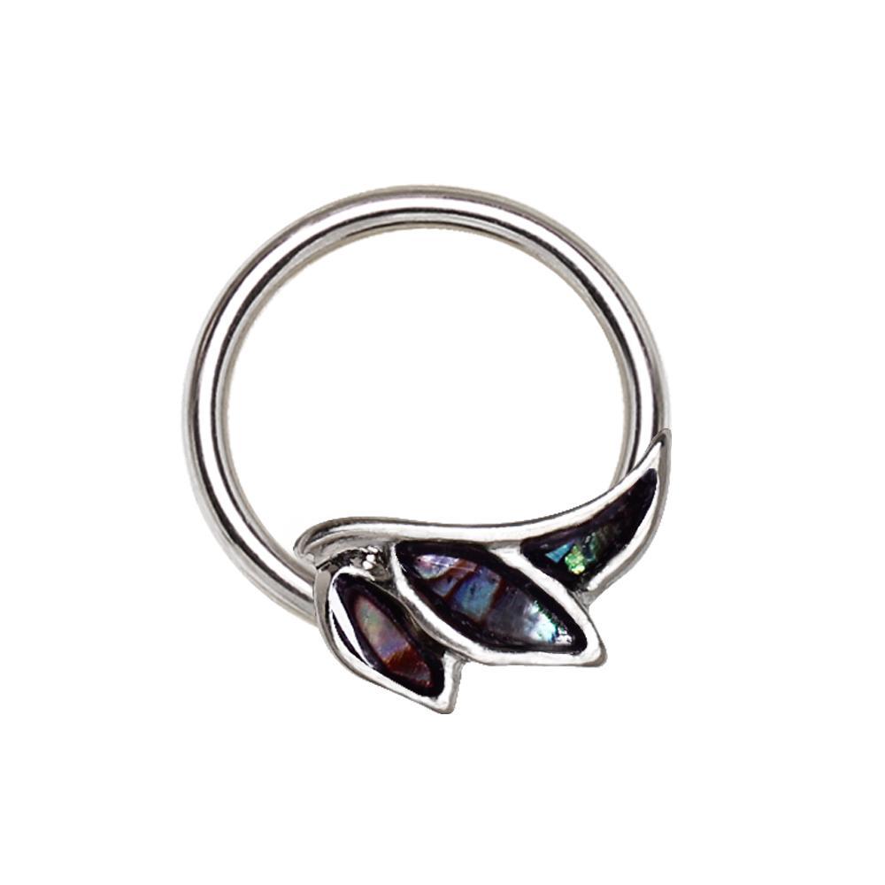 Abalone Shell Angel Wing Snap-in Captive Bead Ring / Septum Ring