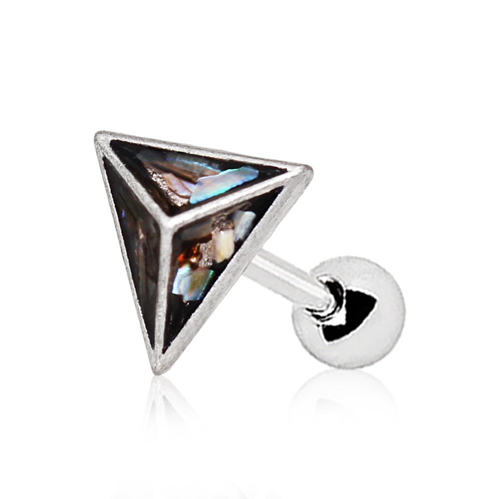 Abalone Shell Pyramid Cartilage Barbell Earring - 1 Piece