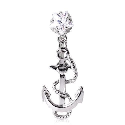 1pc Four-Gem Top Drop Reverse Belly Ring Navel Naval – JSW Body Jewelry