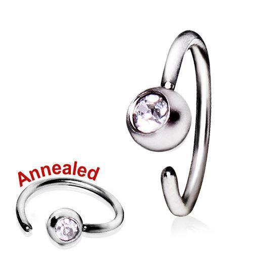 Annealed Press Fit CZ Ball Nose Hoop