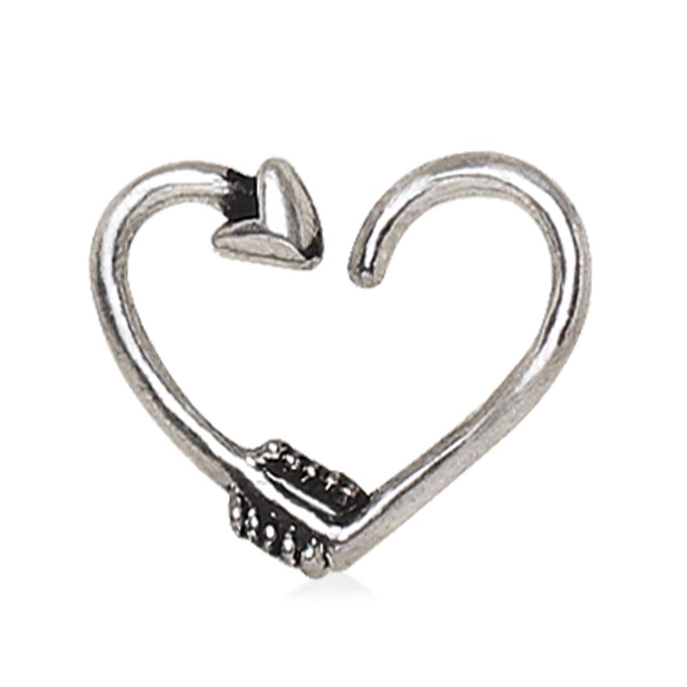 Cartilage Earring - Cartilage Hoop 316L Surgical Steel Arrow Heart Cartilage Earring - 1 Piece -Rebel Bod-RebelBod