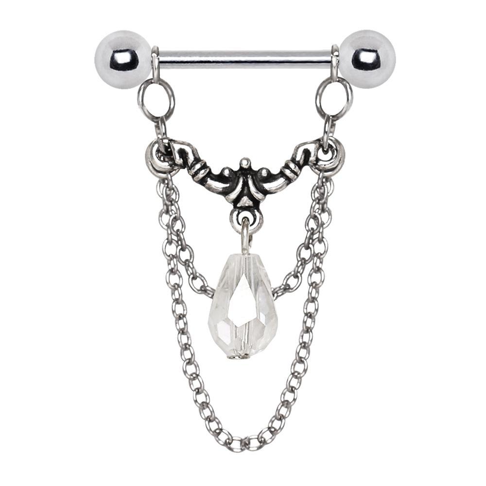 Aurora Double Chain Nipple Ring 1 Piece Rebel Bod