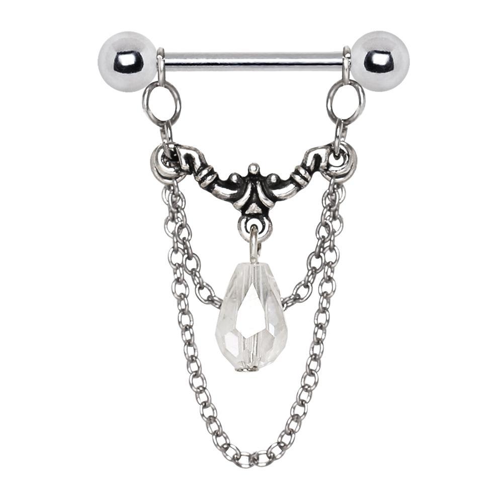 Aurora Double Chain Nipple Ring - 1 Piece