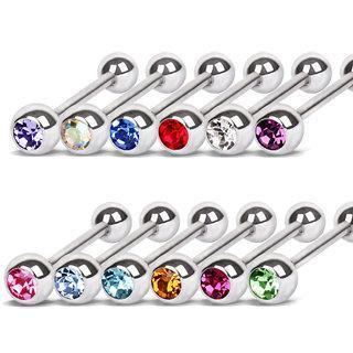 316L Surgical Steel Barbell a Gem Ball