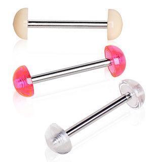 316L Surgical Steel Barbell w/ UV Coated Acrylic Domes