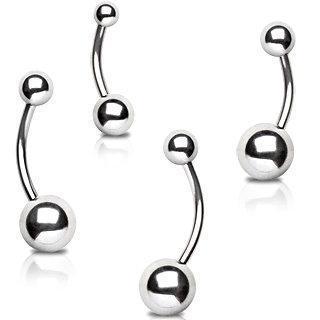 Belly Ring - No Dangle 316L Surgical Steel Belly Button Ring with Balls -Rebel Bod-RebelBod