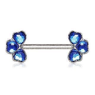 Blue Cubic Clover Nipple Shield Jewelry - 1 Piece