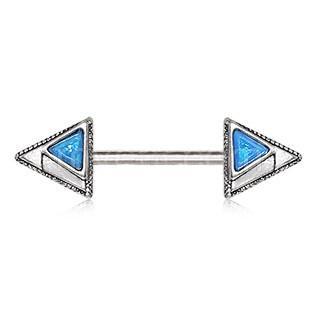 Blue Synthetic Opal Multi-Triangle Nipple Bar - 1 Piece