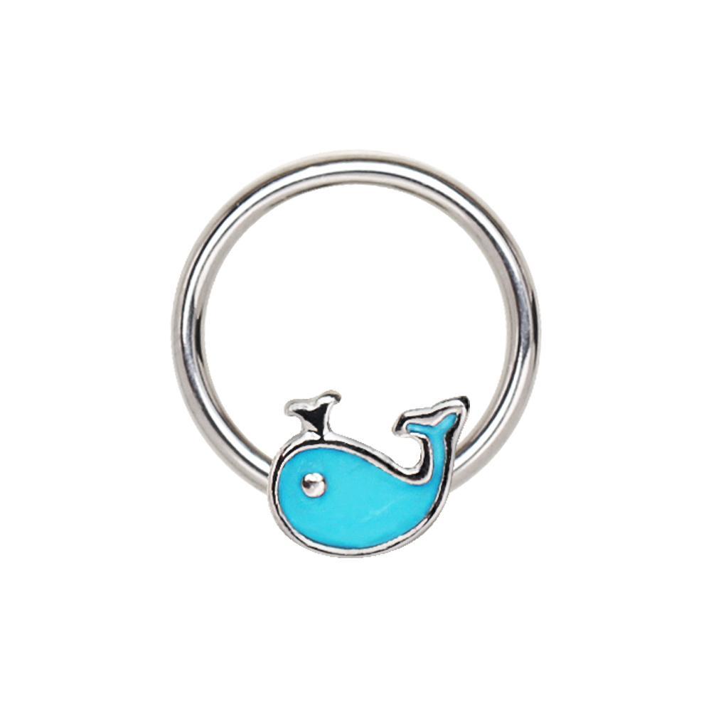 Blue Whale Snap-in Captive Bead Ring / Septum Ring