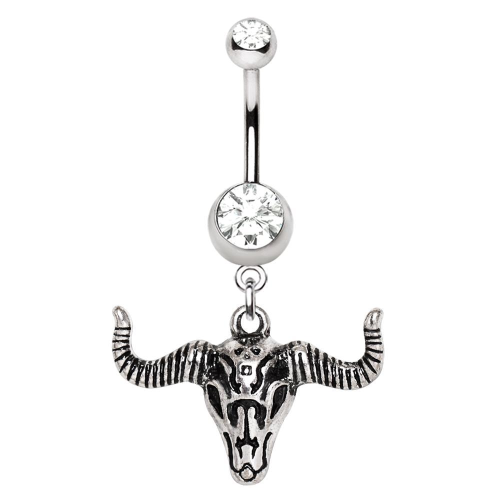 Bull Skull Dangle Navel Ring