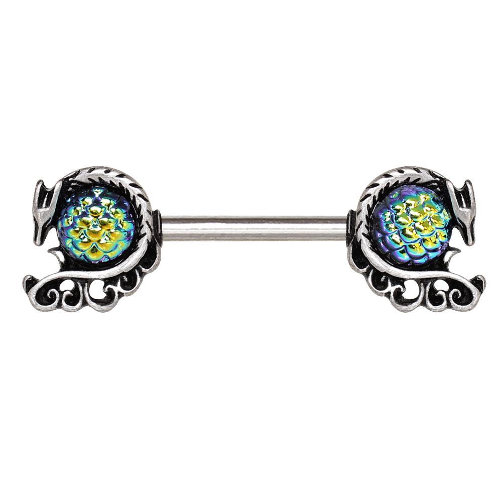 Cabochon Dragon Nipple Barbell - 1 Piece