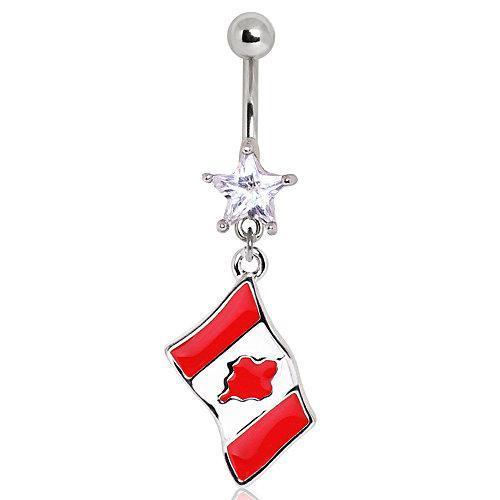 Canada Flag Navel Ring