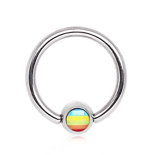 Captive Bead Ring Rainbow Flag Logo Ball