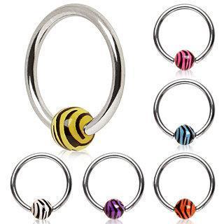 Captive Bead Ring UV Zebra Ball