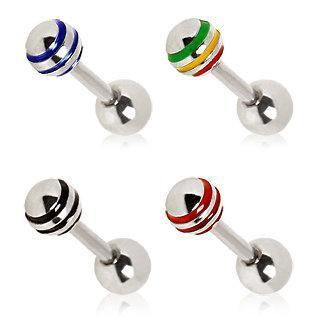 Cartilage Barbell Earring 3 Stripped Ball - 1 Piece