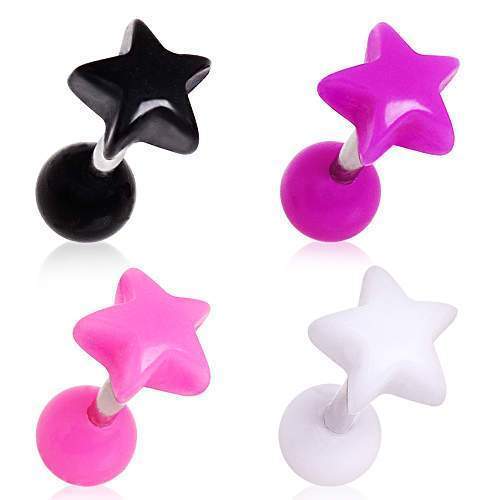 Cartilage Barbell Earring Acrylic Star - 1 Piece