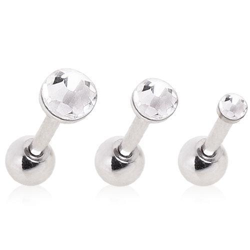Cartilage Earring - Cartilage Barbell 316L Surgical Steel Cartilage Barbell Earring with Gem On Top - 1 Piece -Rebel Bod-RebelBod
