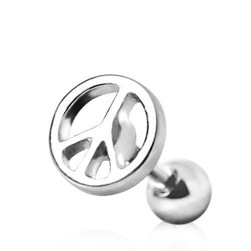 Cartilage Barbell Earring Peace Sign - 1 Piece