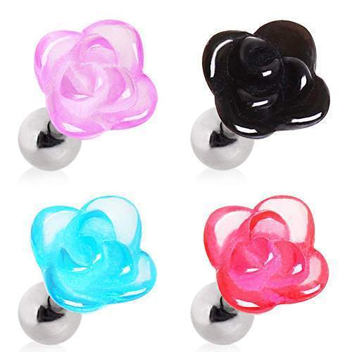 Cartilage Barbell Earring UV Acrylic Rose - 1 Piece