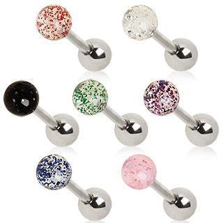 Cartilage Barbell Earring UV Metallic Glitter Ball - 1 Piece