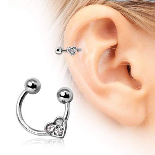 Cartilage Earring Gemmed Heart - 1 Piece