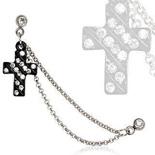Cross Helix Chain Earring Chained Cartilage Earring - 1 Piece