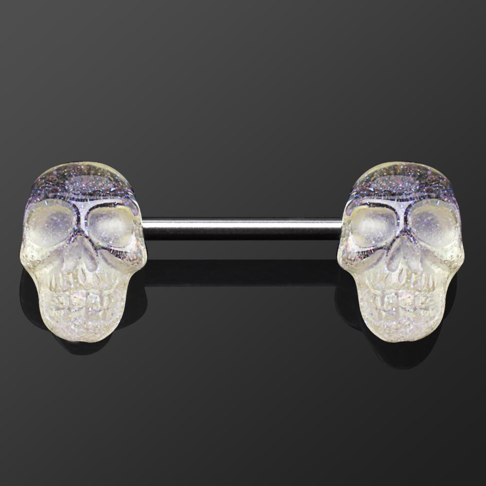 Clear Resin Skull Nipple Barbell - 1 Piece