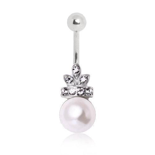 Crowned Pearl Navel Ring