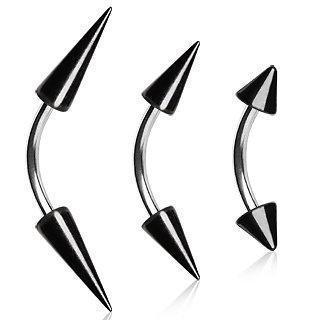 CURVED BARBELL 316L Surgical Steel Curved Barbell with Black PVD Plated Spikes -Rebel Bod-RebelBod