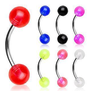 CURVED BARBELL 316L Surgical Steel Curved Barbell with UV Coated Acrylic Ball -Rebel Bod-RebelBod
