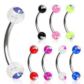 Curved Barbell UV Coated Acrylic Gemmed Ball