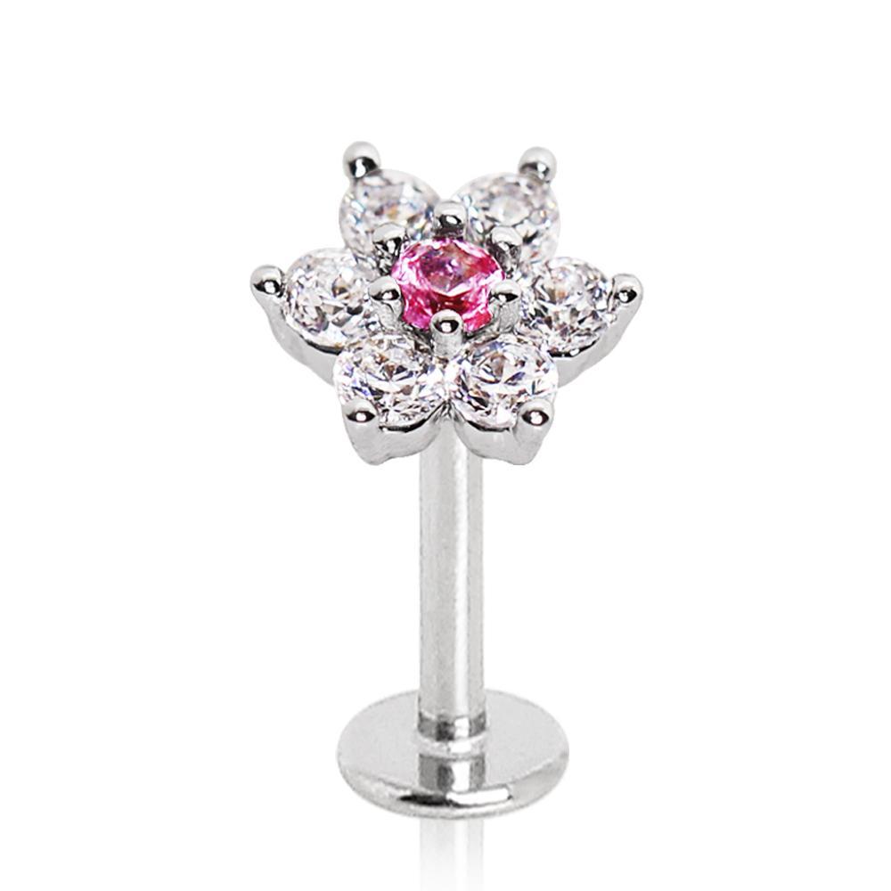 Dazzling Pink Flower Labret