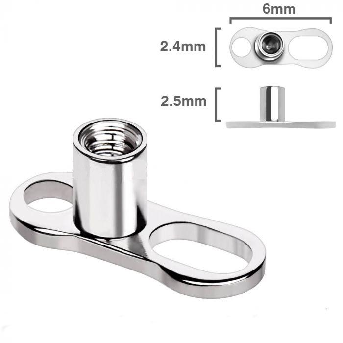 Dermals 316L Surgical Steel Dermal Anchor - 2 Hole -Rebel Bod-RebelBod