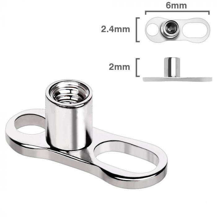 Dermals 316L Surgical Steel Dermal Anchor - 2 Hole -Rebel Bod-RebelBod