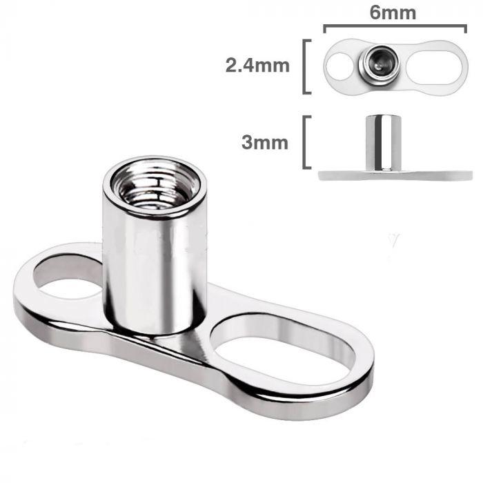1pc. 14G 316L Surgcal Steel nternally Threaded Dermal Anchor Top 2mm